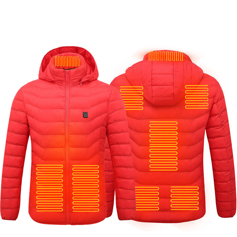 Men’s Heated Puffer Jacket – 9 Heating Zones, Insulated Electric Winter Coat with Hood