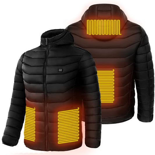 Men’s Heated Puffer Jacket – 9 Heating Zones, Insulated Electric Winter Coat with Hood