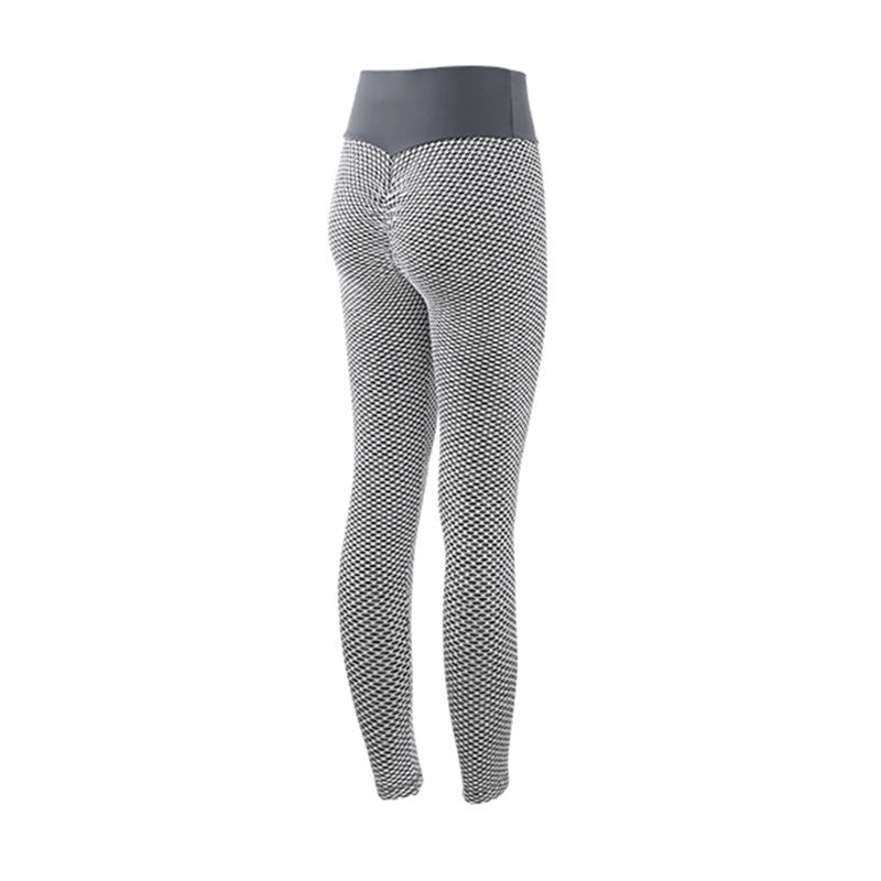 Plaid High-Waist Seamless Yoga Leggings for Women