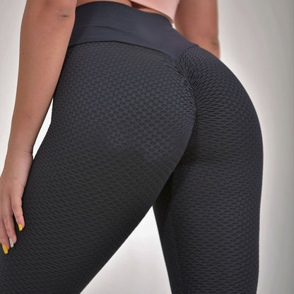 Plaid High-Waist Seamless Yoga Leggings for Women