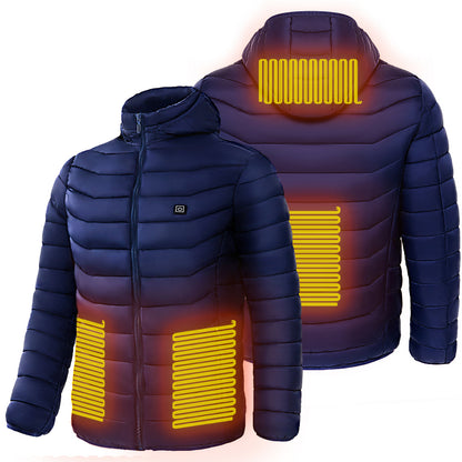 Men’s Heated Puffer Jacket – 9 Heating Zones, Insulated Electric Winter Coat with Hood