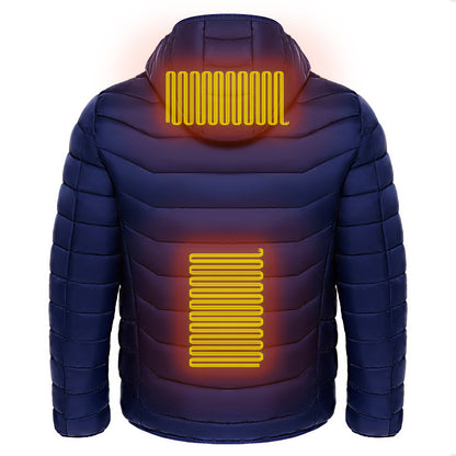 Men’s Heated Puffer Jacket – 9 Heating Zones, Insulated Electric Winter Coat with Hood