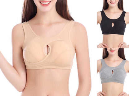 Plus Size Wireless Cotton Sleep Bra with Removable Pads