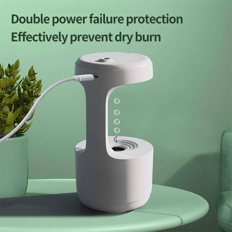 Anti-Gravity Water Drop Humidifier with Clock & Aroma Diffuser – Silent Bedroom Sprayer