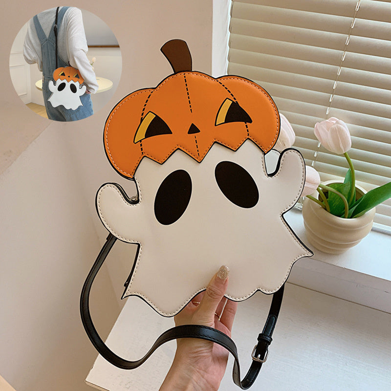 3D Pumpkin Ghost Halloween Bag – Cute Crossbody Candy Purse for Women